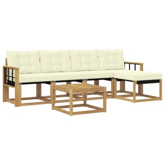 vidaXL Conjunto De Sof&aacute;s De Exterior Con Coj&iacute;n 6 Pcs Blanco Y Crema Vidaxl