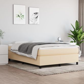 vidaXL Cama Box Spring Con Colch&oacute;n Tela Color Crema 140x190 Cm Vidaxl