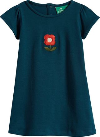 Little Green Radicals Kids Floral Organic Cotton T-Shirt Dress in Blue at Nordstrom, Size 18-24M