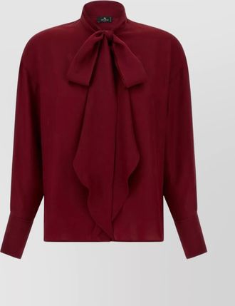 Etro bow detail jacquard silk blouse