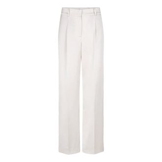 Dante6 Satijnen slimme broek met riemlussen - Dames - Broeken - Beige - Maat: XL Satijn