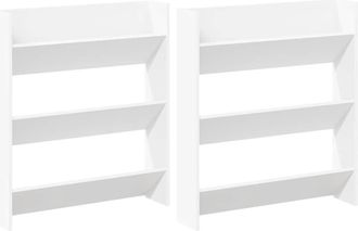 vidaXL Zapateros De Pared 2 Uds Madera Contrachapada Blanco 80x18x90cm Vidaxl