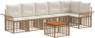 vidaXL Conjunto De Sof&aacute;s De Exterior 7 Uds. 6 Plaza Natural Y Crema Vidaxl