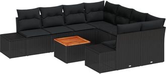 vidaXL Garden Sofa Set 9 pcs Black Vidaxl