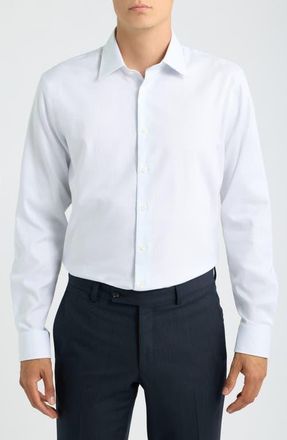 Nordstrom Trim Fit Check Premium Non-Iron Cotton Dress Shirt in White Harrison Check at Nordstrom, Size 17.5