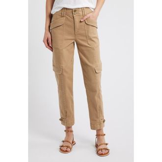 Wit & Wisdom AbSolution High Waist Ankle Tapered Twill Cargo Pants in Warm Sand at Nordstrom, Size 4