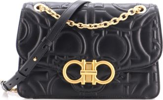 Ferragamo Gancini Turnlock Flap Bag Gancini Quilted Leather Medium