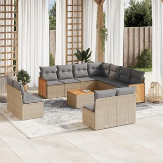 vidaXL Set De Sof&aacute;s De Jard&iacute;n 12 Pzas Y Cojines Rat&aacute;n Sint&eacute;tico Marr&oacute;n Vidaxl