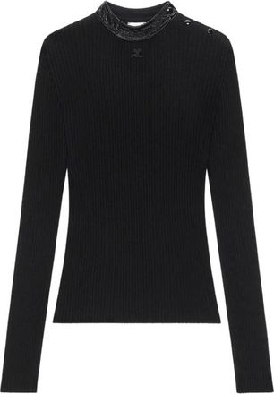 Courr&egrave;ges Trui - Dames - Ronde hals truien - Zwart - XS - Truien & Vesten
