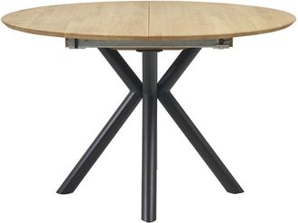 Miliboo Mesa De Comedor Redonda Extensible De Madera Clara Roble Macizo L120-170 Cm Olga