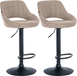 Clp Juego De 2 Taburetes De Bar Milet Con Tapizado De Tela Gris Topo