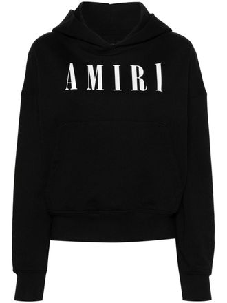 Amiri logo-print cotton hoodie - women - Cotton/Lyocell - S - Black