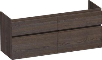 Marcel Breuer Delight wastafelonderkast - 140x46x60cm - 4 softclose lades - greeploos - 2 sifon uitsparingen - massief eiken - lamellen eiken zwart