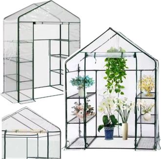OEM Mini Invernadero De Balc&oacute;n Con 4 Estantes Met&aacute;licos Y Revestimiento De Pvc, 195 X 143 X 73 Cm