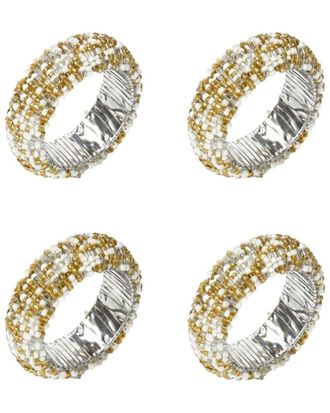 Tiramisu Set Of 4 Platinum & Gold Shimmer Cuff Napkin Rings