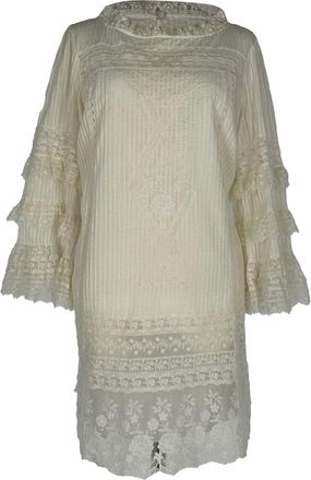Saloni Lori B Pintucked Ruffled Mini Dress in White Cotton