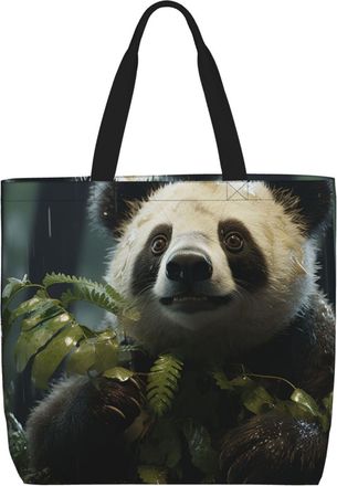 Generic Panda In The Rain Carry Bag Portable Tote Bag Waterproof Handbags For Work Daily Use Yoga
