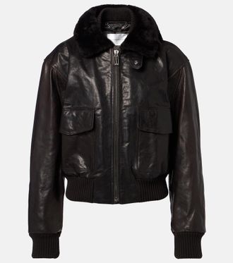 Victoria Beckham Shearling-trimmed leather jacket