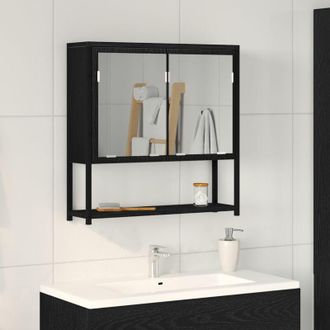 vidaXL Armadietto da bagno con specchio Rovere nero 60 x 16 x 60 cm - Vidaxl