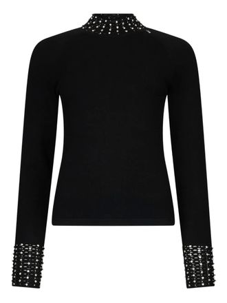 Liu Jo cut-out jewel sweater - women - Viscose/Polyester - S - Black