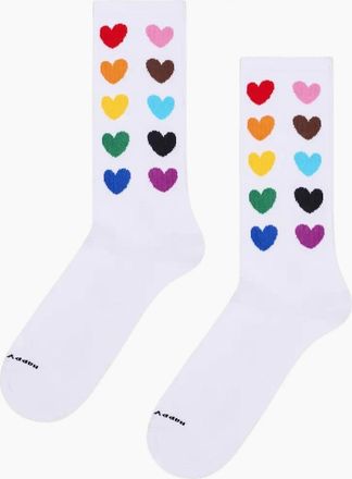 Happy Socks Womens Rainbow Sneaker Sock - White/White/White/White - Size: 9.5/12.5/12/11.5/11/10.5/10/13/9/8/8.5