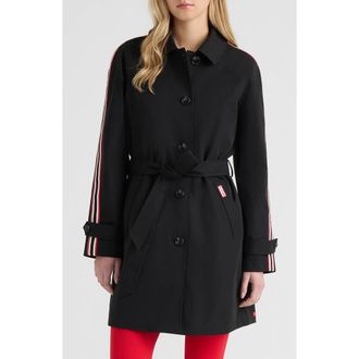 Hunter Sophia Sleeve Stripe Trench Coat in Black at Nordstrom, Size X-Large