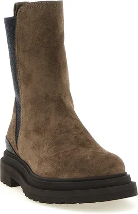 Brunello Cucinelli Womens Brown Calfskin Ankle Boots