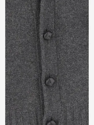 Bottega Veneta Mens Grey Wool V-Neck Cardigan Sweater