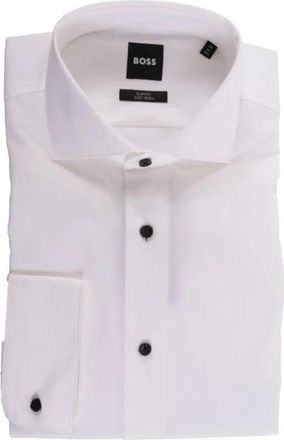 HUGO BOSS Hank Slim Fit Stretch Easy Iron Shirt - Heren - Zakelijke Overhemden - Wit - M - Katoen - Overhemden
