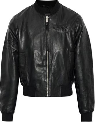 AllSaints Orten Bomberjack - Dames - Leren en Su&egrave;de Jassen - Zwart - M - Leer - Jassen
