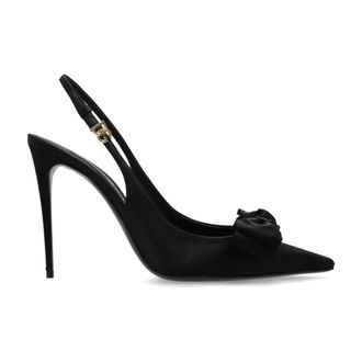 Dolce & Gabbana Pumps, female, Black, Size: 8 1/2 US Satin Slingbacks with Bow Detail