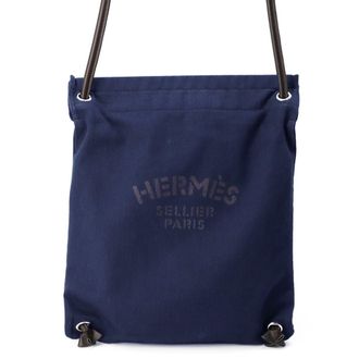Herm&egrave;s Navy Toile Chevron Backpack (Pre-Owned)