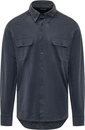 Tom Ford Overhemden, Heren, Blauw, L, Blend Military Shirt
