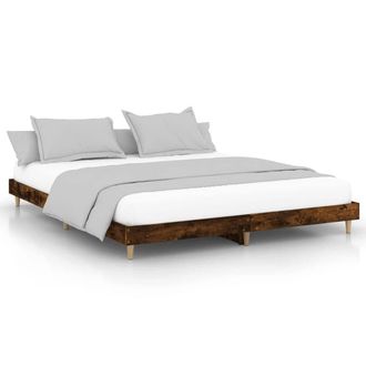 Berkfield Home Bed Frame Smoked Oak 200x200 cm Engineered Wood in Brown