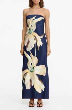 Significant Other Mora Floral Print Strapless Dress in Midnight Lilium at Nordstrom Rack, Size 6