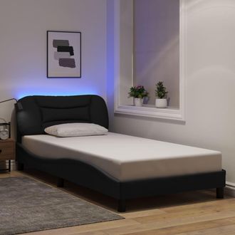 vidaXL Vidaxl - Giroletto Con Led Senza Materasso Nero 100x200 Cm In Tessuto