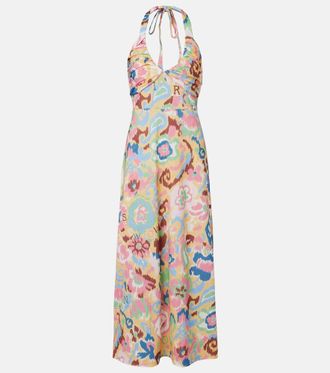 Rixo Ilyana printed cotton jersey midi dress