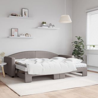vidaXL Vidaxl - Sof&aacute; Cama Nido Con Colch&oacute;n Tela Gris Taupe 80x200 Cm