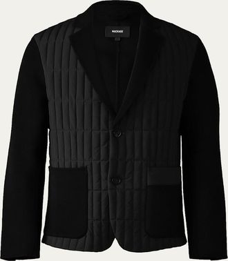 Mackage Mens John Vertical Quilted Mixed-Media Blazer