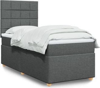 vidaXL Vidaxl - Cama Box Spring Con Colch&oacute;n Tela Gris Oscuro 80x200 Cm
