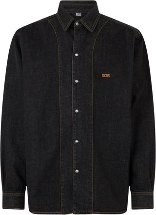GCDS Wirdo Denim Shirt - Heren - Spijkeroverhemden - Zwart - XL - Denim - Overhemden