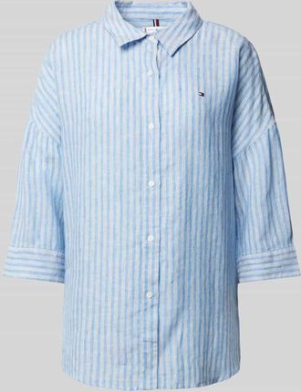 Tommy Hilfiger Relaxed Fit Bluse aus reinem Leinen in Marine, Größe 40