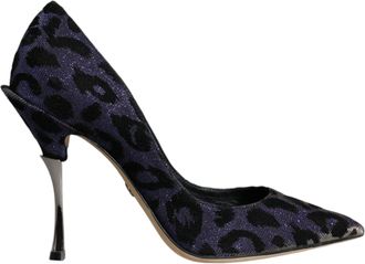 Dolce & Gabbana Womens Leopard Print Stilettoshigh Heels - Purple Rubber - Size EU 37