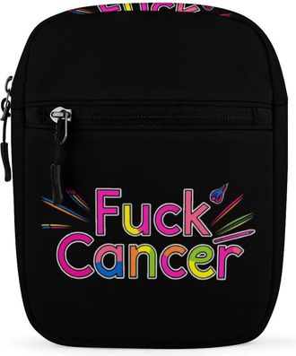 Generic Fuck Cancer Awareness Crossbody Bag Adjustable Satchel Cute Shoulder Bag Lightweight Sling Bags