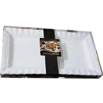 Trade Shop Trade Shop - Vassoio In Ceramica Bianco Piatto Da Portata Rettangolare Dim. 31,5x17,5cm Bar