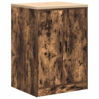 Berkfield Home Garage Storage Cabinet Smoked Oak 60x51x85 cm Solid Wood Pine in Brown | Size: 60 x 51 x 85 cm