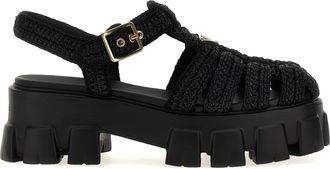 Prada Black Viscose Platform Womens Sandals