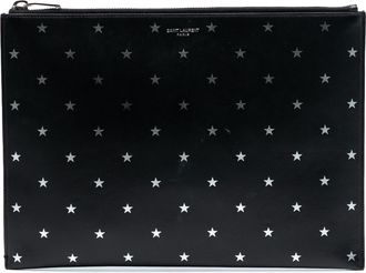 Saint Laurent Pre-owned Womens Leather Star Clutch - Black - One Size
