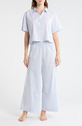 Abound Lightweight Cotton Pajamas in Blue Micro Ditsy at Nordstrom Rack, Size X-Small
