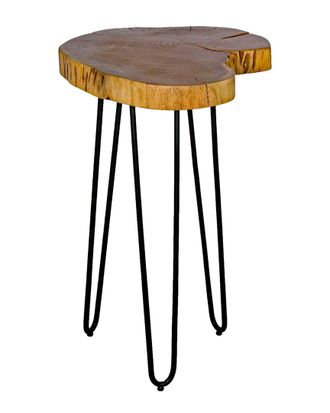 Alaterre Hairpin Natural Live Edge Wood With Metal 20In Round End Table